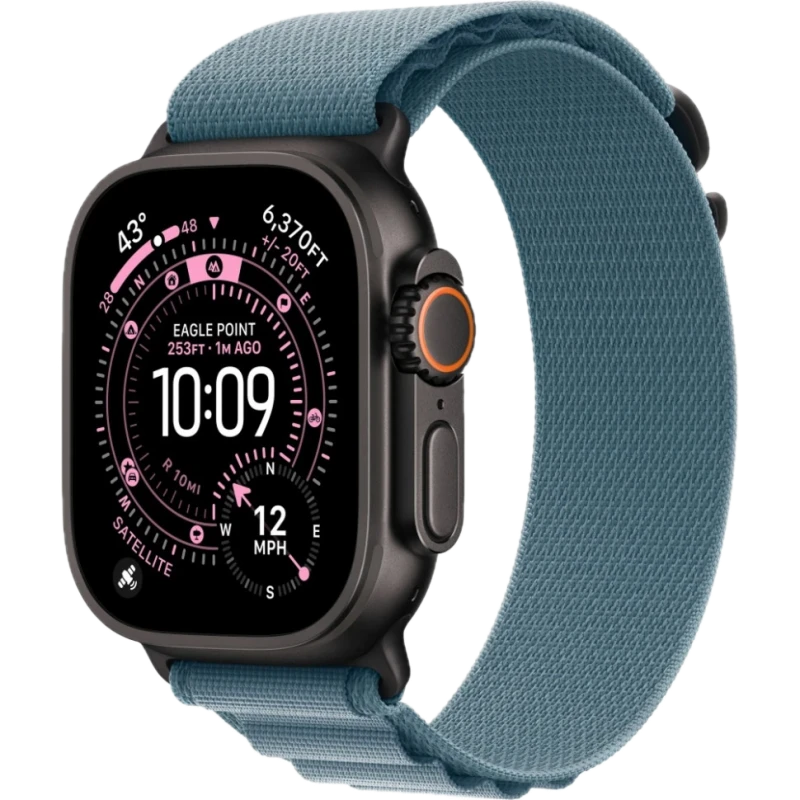 Apple Watch Ultra 3 GPS + Cellular 49mm Black Titanium Case with Blue Alpine Loop